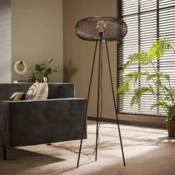 hofstein Lampadaire Vagney Nickel mat, Noir, 1 lumière* Lampadaires Et Lampes Sur Pied