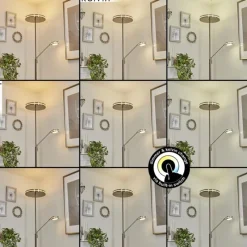 hofstein Lampadaire à vasque Huallilemu LED Nickel mat, 2 lumières