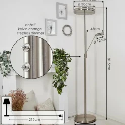 hofstein Lampadaire à vasque Huallilemu LED Nickel mat, 2 lumières