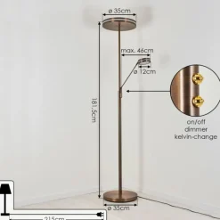 hofstein Lampadaire à vasque Huallilemu LED Vieux laiton, 2 lumières