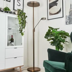 hofstein Lampadaire à vasque Huallilemu LED Vieux laiton, 2 lumières