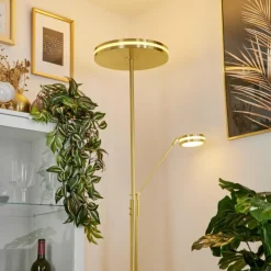 hofstein Lampadaire à vasque Huallilemu LED Laiton, 2 lumières