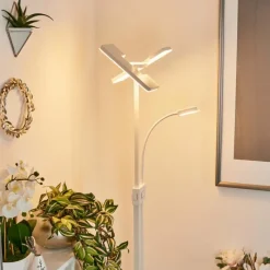 hofstein Lampadaire à vasque Janze LED Blanc, 2 lumières