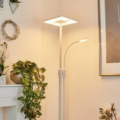 hofstein Lampadaire à vasque Janze LED Blanc, 2 lumières