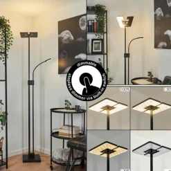 hofstein Lampadaire à vasque Janze LED Noir, 2 lumières