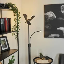 hofstein Lampadaire à vasque Janze LED Noir, 2 lumières