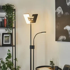 hofstein Lampadaire à vasque Janze LED Noir, 2 lumières