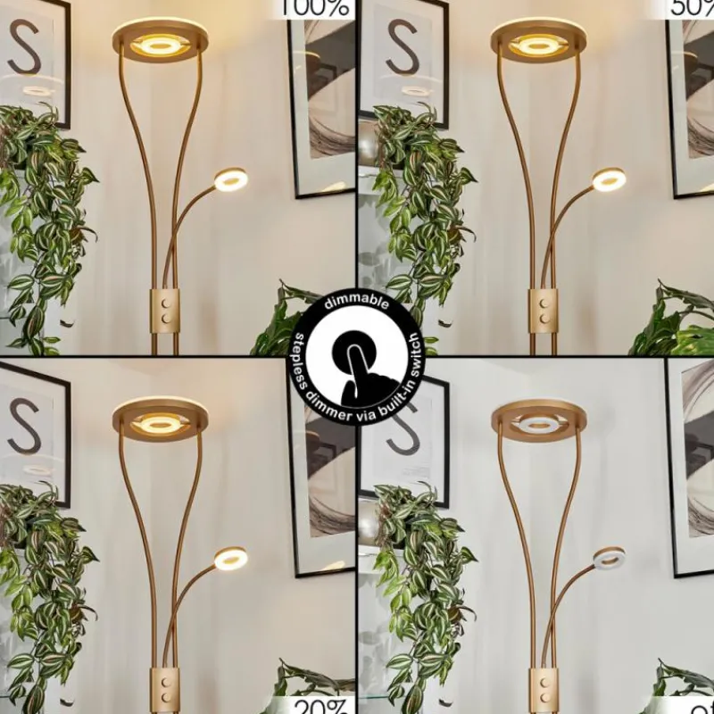 Lampes Dorées-hofstein Lampadaire à vasque Kimba LED Or, 3 lumières