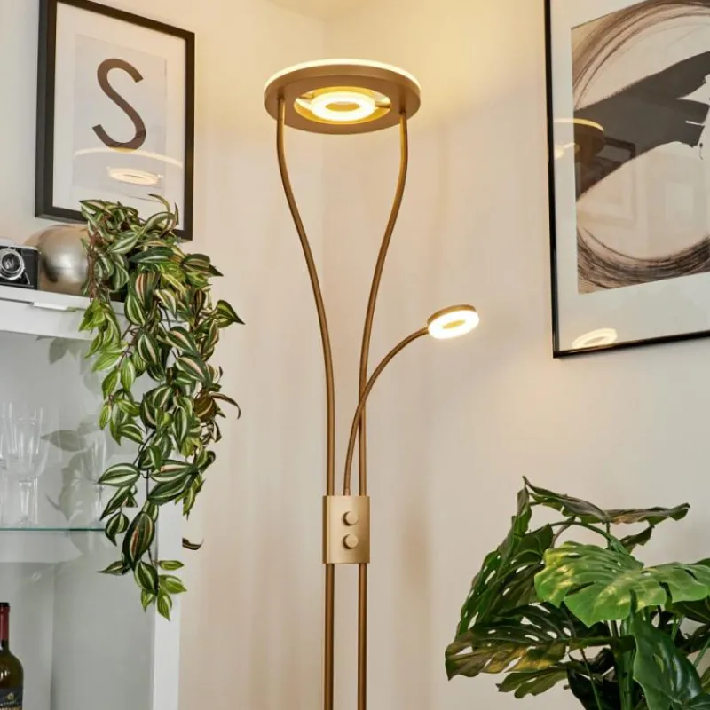 Lampes Dorées-hofstein Lampadaire à vasque Kimba LED Or, 3 lumières