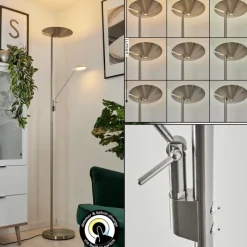 hofstein Lampadaire à vasque Murca LED Nickel mat, 2 lumières