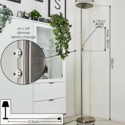 hofstein Lampadaire à vasque Murca LED Nickel mat, 2 lumières