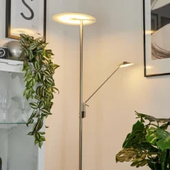 hofstein Lampadaire à vasque Murca LED Nickel mat, 2 lumières