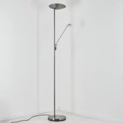 hofstein Lampadaire à vasque Murca LED Nickel mat, 2 lumières