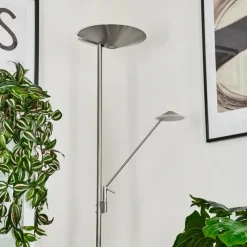 hofstein Lampadaire à vasque Murca LED Nickel mat, 2 lumières