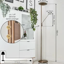 hofstein Lampadaire à vasque Murca LED Vieux laiton, 2 lumières