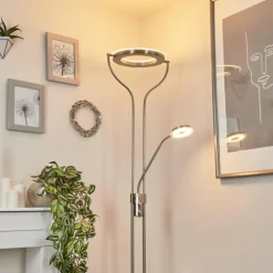 hofstein Lampadaire à vasque Plouescat LED Nickel mat, 2 lumières* Lampadaires Et Lampes Sur Pied