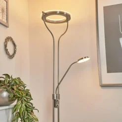 hofstein Lampadaire à vasque Plouescat LED Nickel mat, 2 lumières* Lampadaires Et Lampes Sur Pied