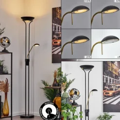 Luminaires Rustiques-hofstein Lampadaire à vasque Rom LED Noir, 2 lumières