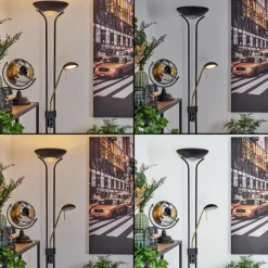 Luminaires Rustiques-hofstein Lampadaire à vasque Rom LED Noir, 2 lumières