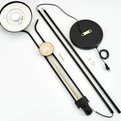 Luminaires Rustiques-hofstein Lampadaire à vasque Rom LED Noir, 2 lumières