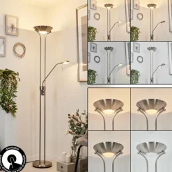 hofstein Lampadaire à vasque Rom Nickel mat, 2 lumières* Lampadaires Et Lampes Sur Pied