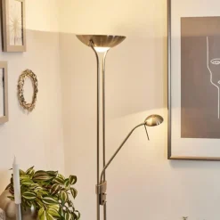 hofstein Lampadaire à vasque Rom Nickel mat, 2 lumières* Lampadaires Et Lampes Sur Pied