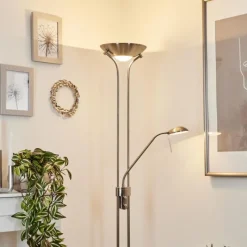 hofstein Lampadaire à vasque Rom Nickel mat, 2 lumières* Lampadaires Et Lampes Sur Pied