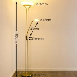 Luminaires Rustiques-hofstein Lampadaire à vasque Biot LED Vieux laiton, 2 lumières