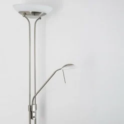 hofstein Lampadaire à vasque Biot LED Nickel mat, 2 lumières