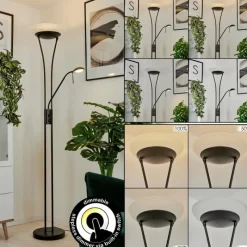 hofstein Lampadaire à vasque Chanlus LED Noir, 1 lumière