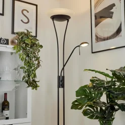 hofstein Lampadaire à vasque Chanlus LED Noir, 1 lumière