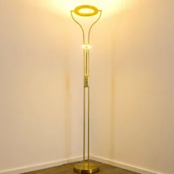 hofstein Lampadaire à vasque Donna LED Laiton, 2 lumières* Éclairage Led