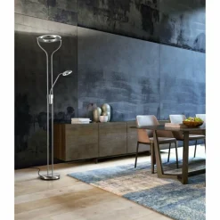 Luminaires Fischer & Honsel Lampadaire à vasque Fischer & Honsel Davos LED Nickel mat, 1 lumière* Lampadaires Et Lampes Sur Pied