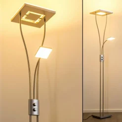 hofstein Lampadaire à vasque KIMBA LED Nickel mat, 3 lumières* Éclairage Led