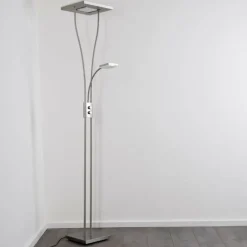 hofstein Lampadaire à vasque KIMBA LED Nickel mat, 3 lumières* Éclairage Led