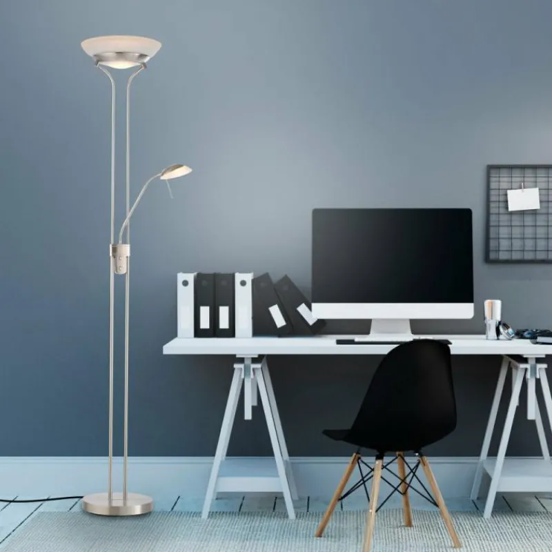 Luminaires Leuchten Direkt Lampadaire à vasque Leuchten-Direkt ZAHARA LED Acier brossé, 2 lumières* Éclairage Led