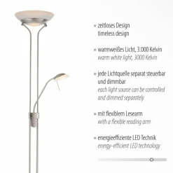Luminaires Leuchten Direkt Lampadaire à vasque Leuchten-Direkt ZAHARA LED Acier brossé, 2 lumières* Éclairage Led