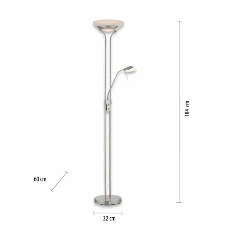 Luminaires Leuchten Direkt Lampadaire à vasque Leuchten-Direkt ZAHARA LED Acier brossé, 2 lumières* Éclairage Led
