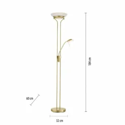 Luminaires Leuchten Direkt Lampadaire à vasque Leuchten-Direkt ZAHARA LED Laiton, 2 lumières* Lampadaires Et Lampes Sur Pied