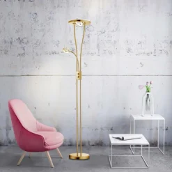 Luminaires Leuchten Direkt Lampadaire à vasque Leuchten-Direkt HELIA LED Laiton, 3 lumières* Lampadaires Et Lampes Sur Pied