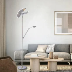 Luminaires Paul Neuhaus Lampadaire à vasque Paul Neuhaus PURE-MUTIL LED Acier brossé, 2 lumières* Éclairage Led