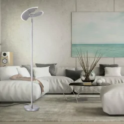 Luminaires Paul Neuhaus Lampadaire à vasque Paul Neuhaus PURE-MUTIL LED Acier brossé, 2 lumières* Lampadaires Et Lampes Sur Pied