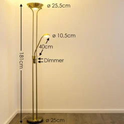 hofstein Lampadaire à vasque Rom LED Vieux laiton, 2 lumières