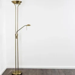 hofstein Lampadaire à vasque Rom LED Vieux laiton, 2 lumières