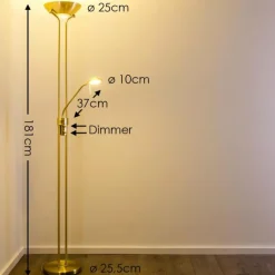 hofstein Lampadaire à vasque Rom LED Laiton, 2 lumières