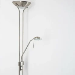 hofstein Lampadaire à vasque Rom LED Nickel mat, 2 lumières