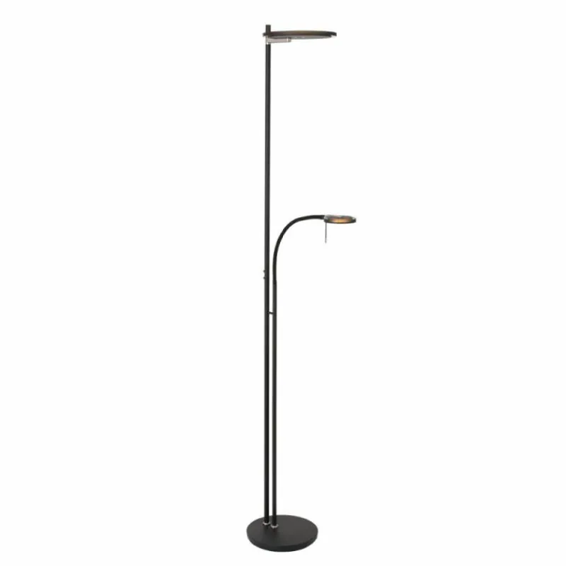 Suspension Verre Fumé-Luminaires Steinhauer Lampadaire à vasque Steinhauer Turound LED Noir, 2 lumières