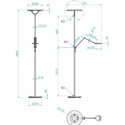 Luminaires Steinhauer Lampadaire à vasque Steinhauer Soleil LED Noir, 2 lumières* Éclairage Led