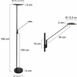Luminaires Steinhauer Lampadaire à vasque Steinhauer Daphne LED Noir, 2 lumières* Éclairage Led