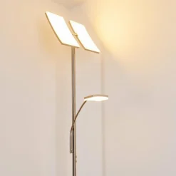 hofstein Lampadaire à vasque Thyolo LED Acier brossé, 2 lumières